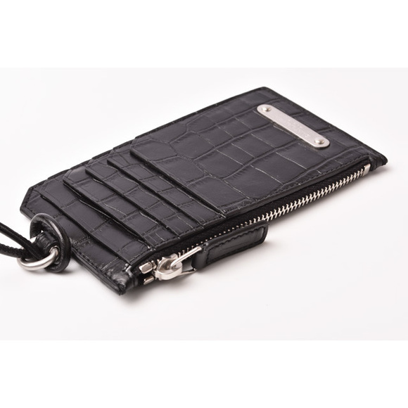 Saint Laurent Paris Coin Case Card Case Neck Strap Embossed Black - Picture 2 of 8